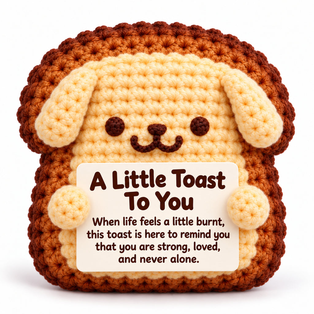 A Little Toast To You Crochet Dog – Handmade Encouragement Gift