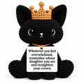 Remember Whose Daughter You Are Crochet Black Cat with Crown