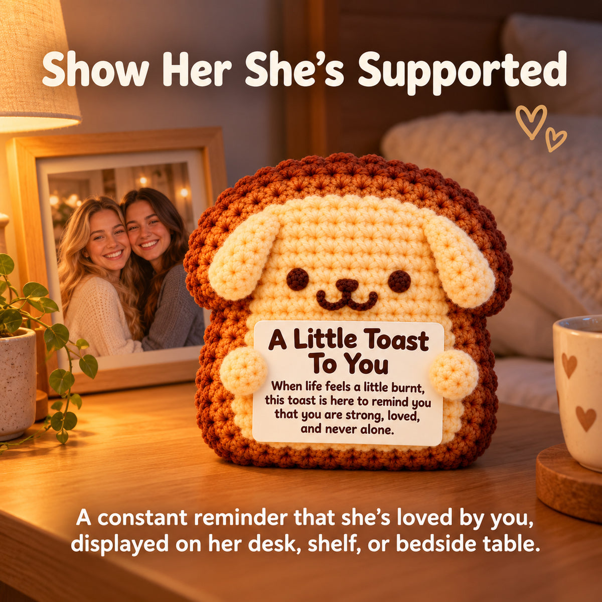 A Little Toast To You Crochet Dog – Handmade Encouragement Gift