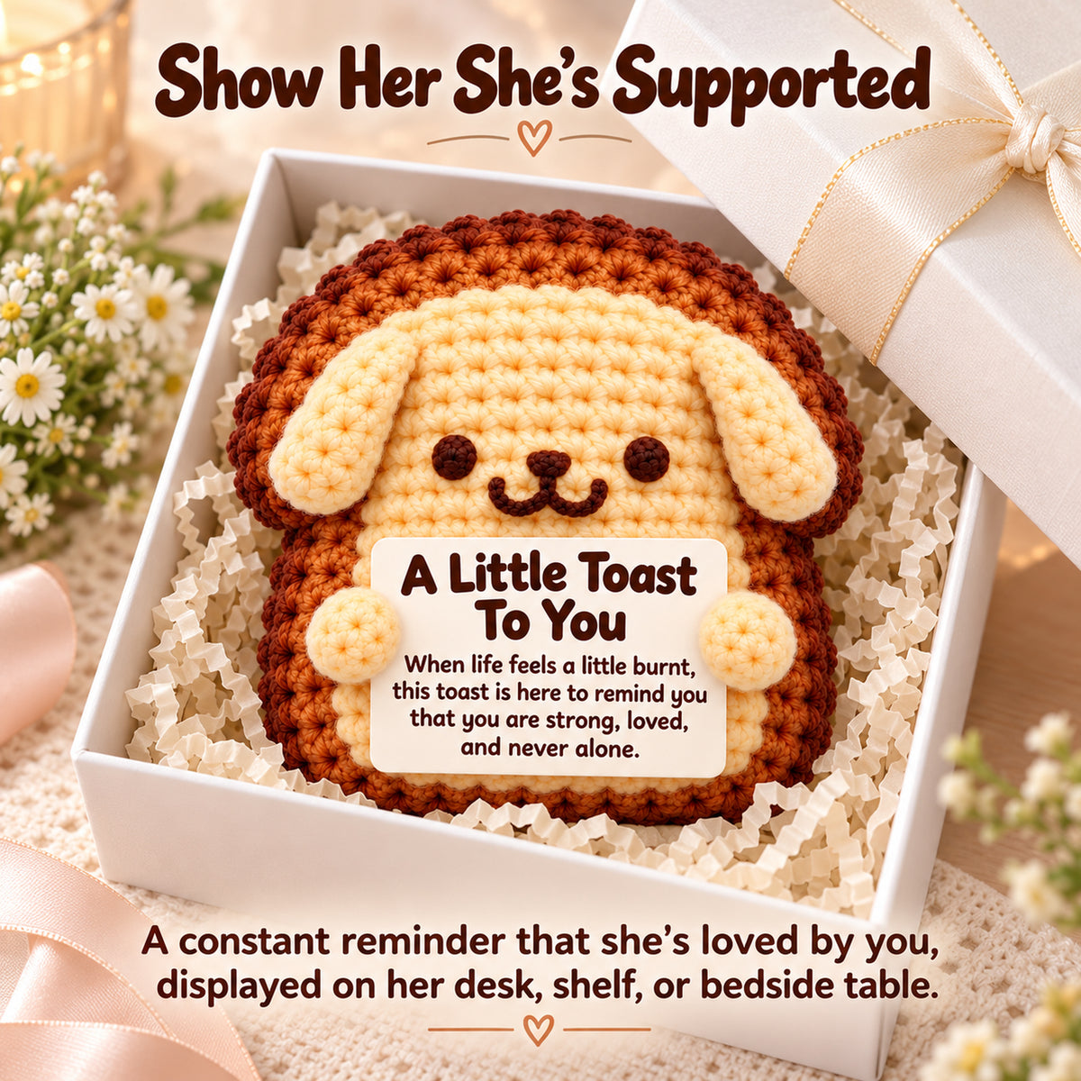 A Little Toast To You Crochet Dog – Handmade Encouragement Gift