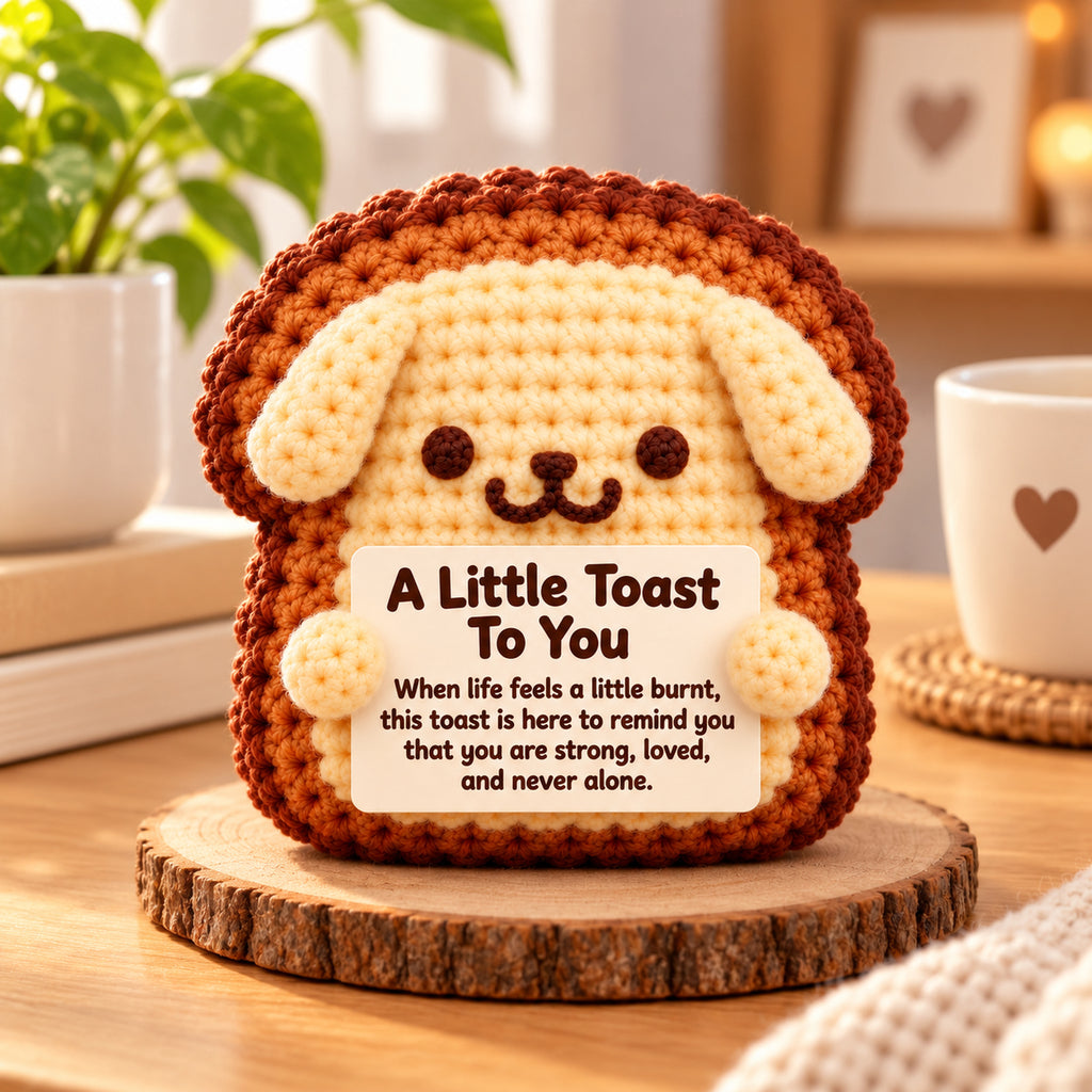 A Little Toast To You Crochet Dog – Handmade Encouragement Gift