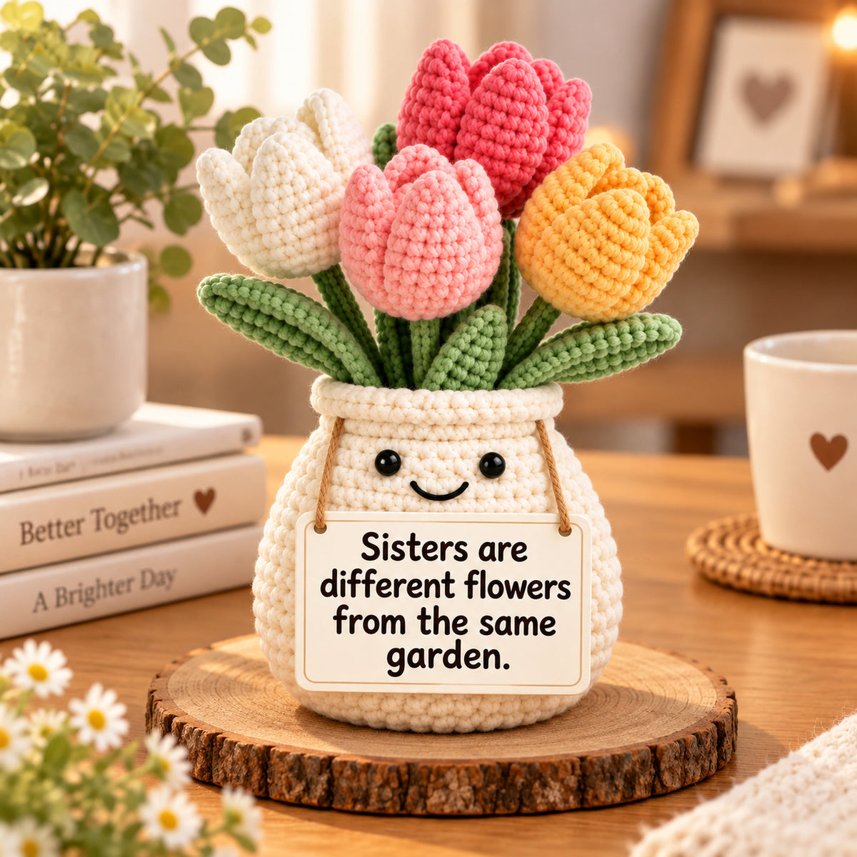 Sisters Are Different Flowers From the Same Garden Crochet Tulip Pot