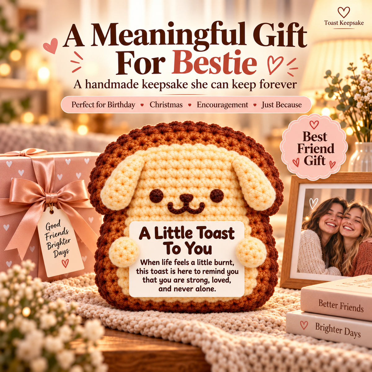 A Little Toast To You Crochet Dog – Handmade Encouragement Gift