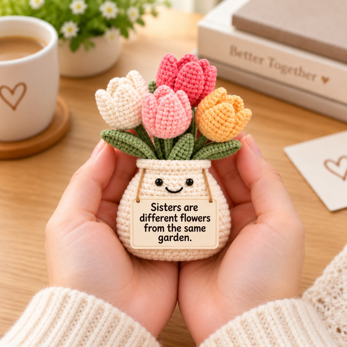 Sisters Are Different Flowers From the Same Garden Crochet Tulip Pot