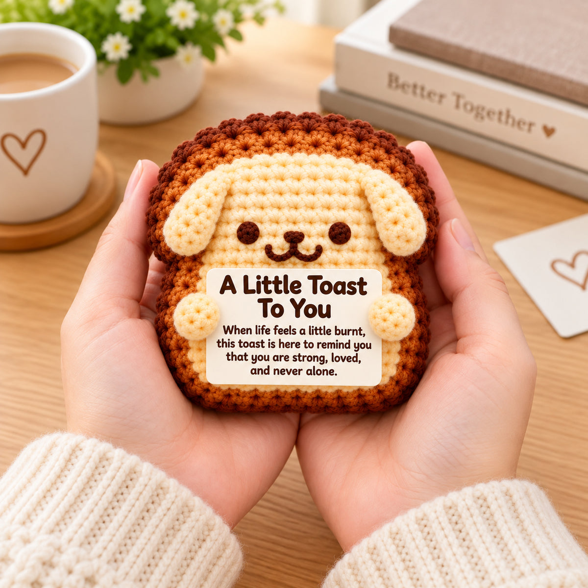 A Little Toast To You Crochet Dog – Handmade Encouragement Gift