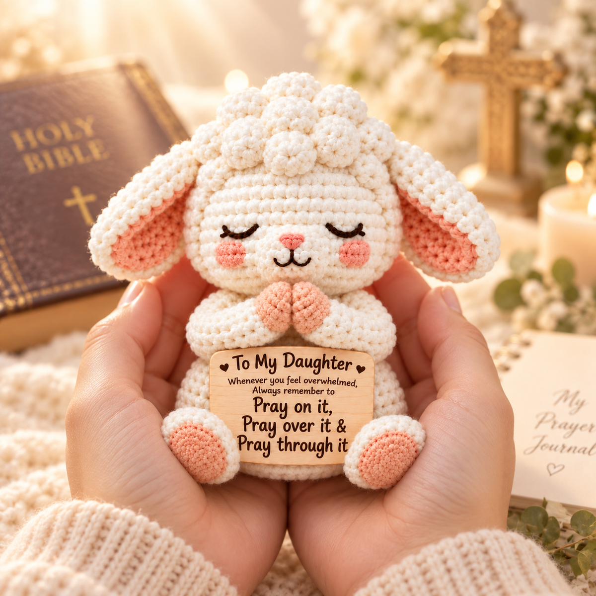 To My Daughter Pray Through It Crochet Sheep