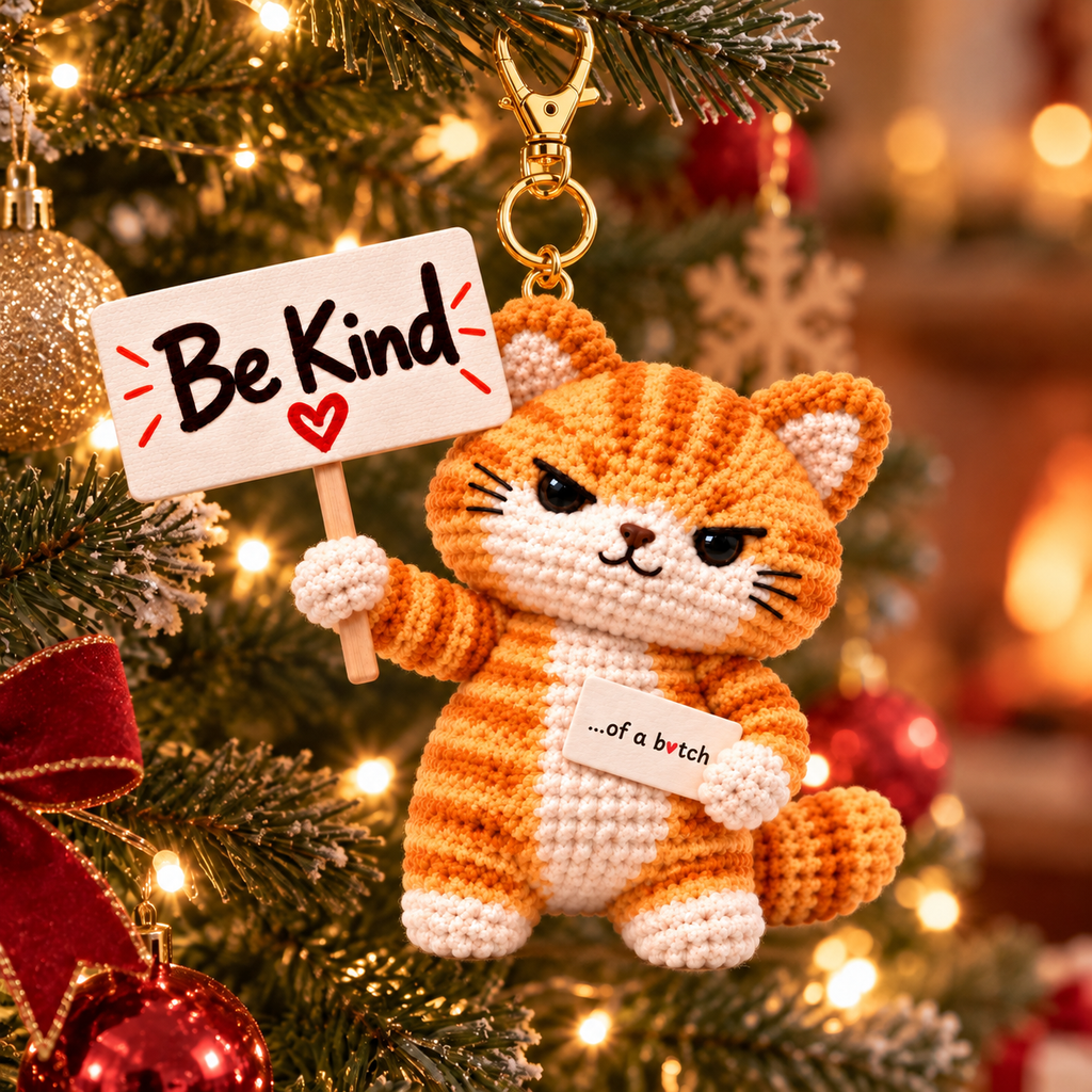 Be Kind...Of A Bi♥ch Crochet Orange Cat