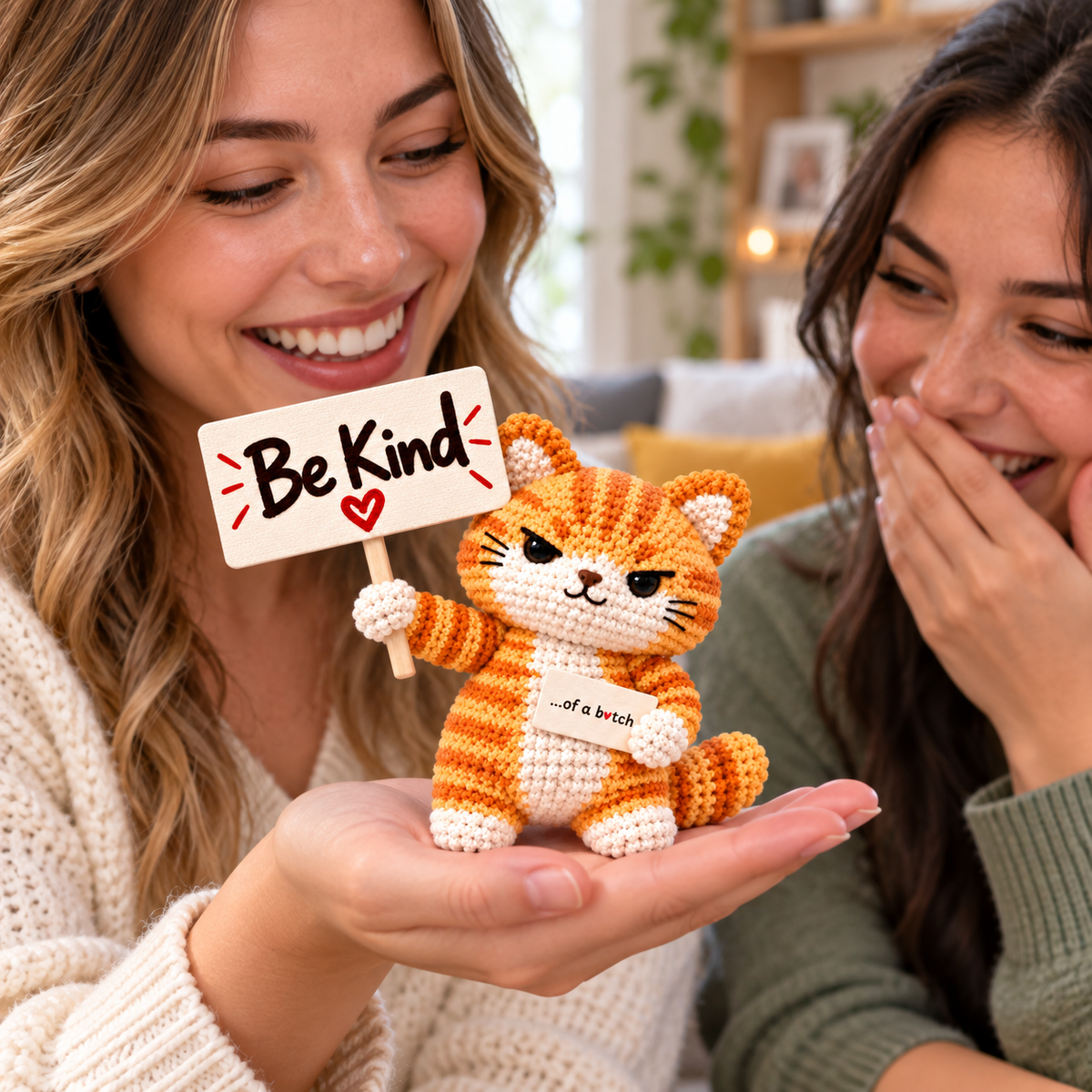 Be Kind...Of A Bi♥ch Crochet Orange Cat