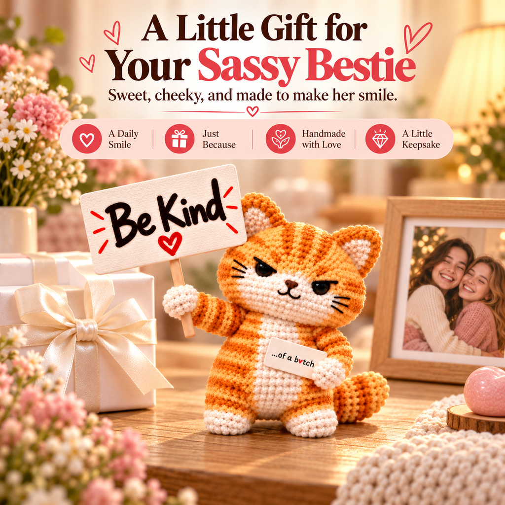 Be Kind...Of A Bi♥ch Crochet Orange Cat
