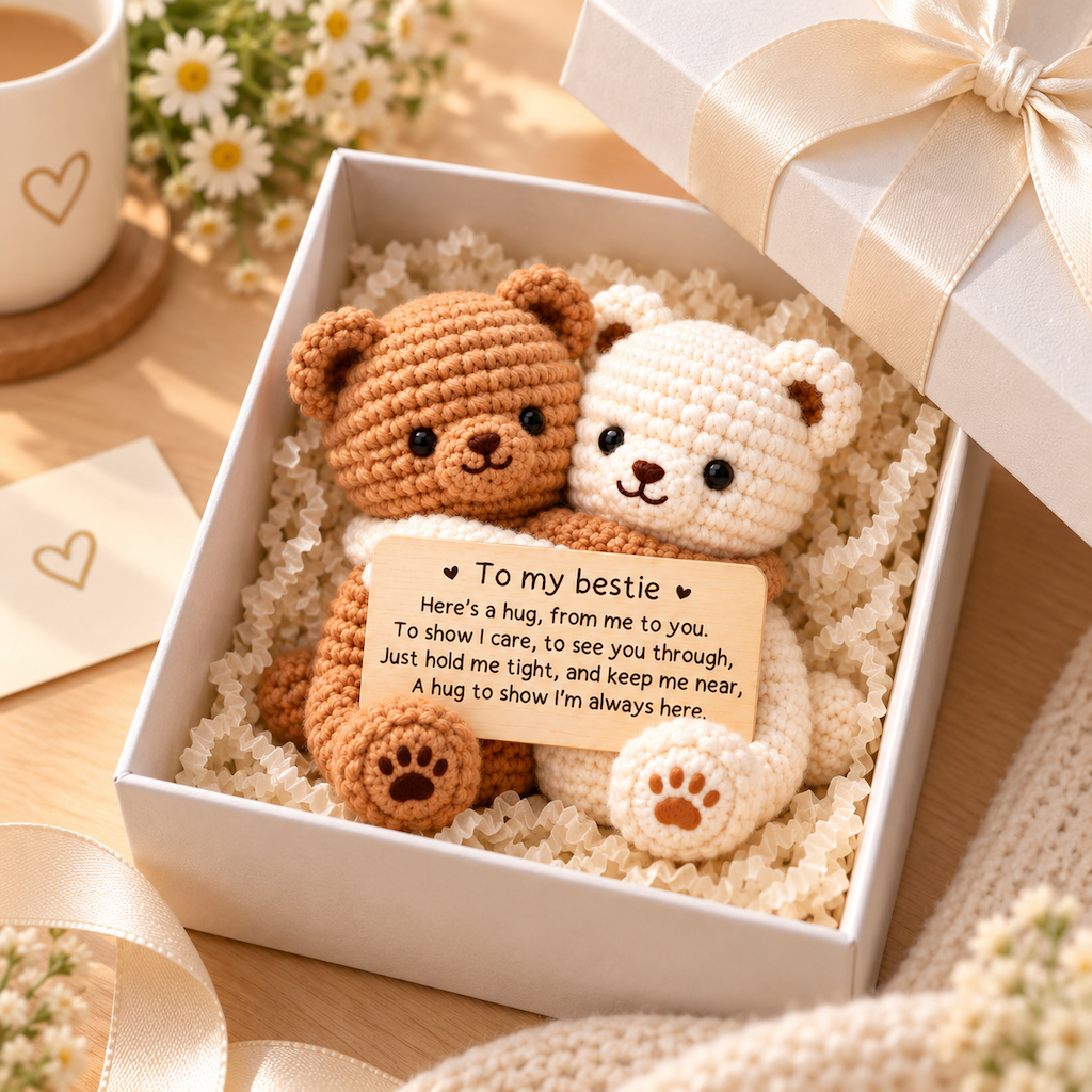 To My Bestie Hugging Crochet Bear – Handmade Friendship Gift
