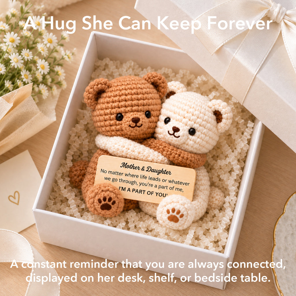 Mother & Daughter Hugging Crochet Bear – Handmade Amigurumi Love Bear