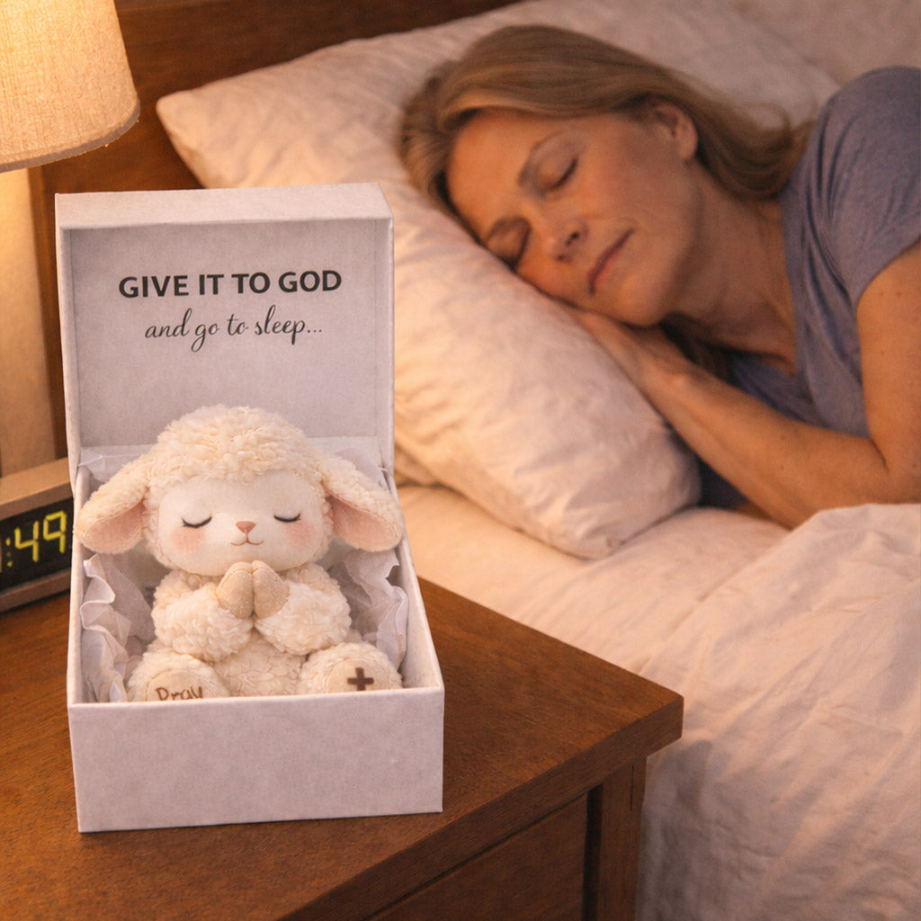 Give It To God And Go To Sleep Plush Sheep Toy