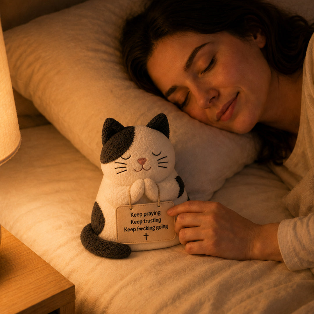 Keep Going Sleepy Prayer Cat