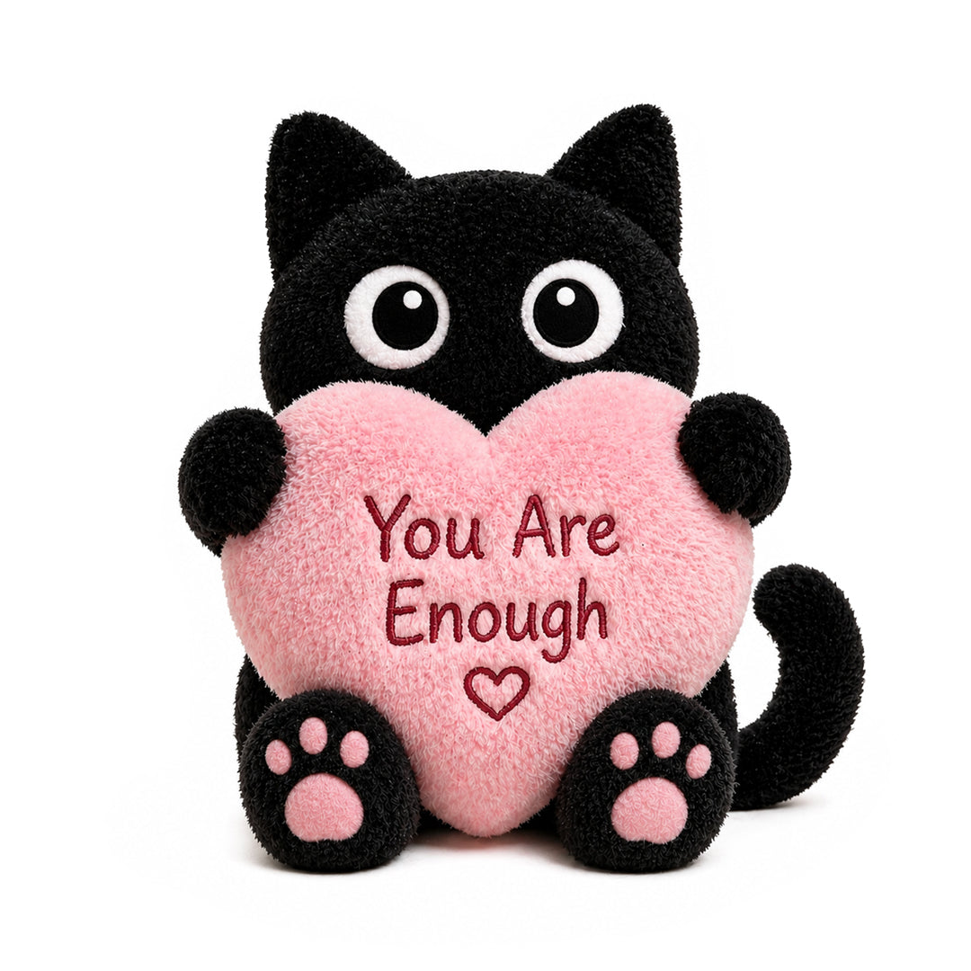 You Are Enough Emotional Support Black Kitty Plush