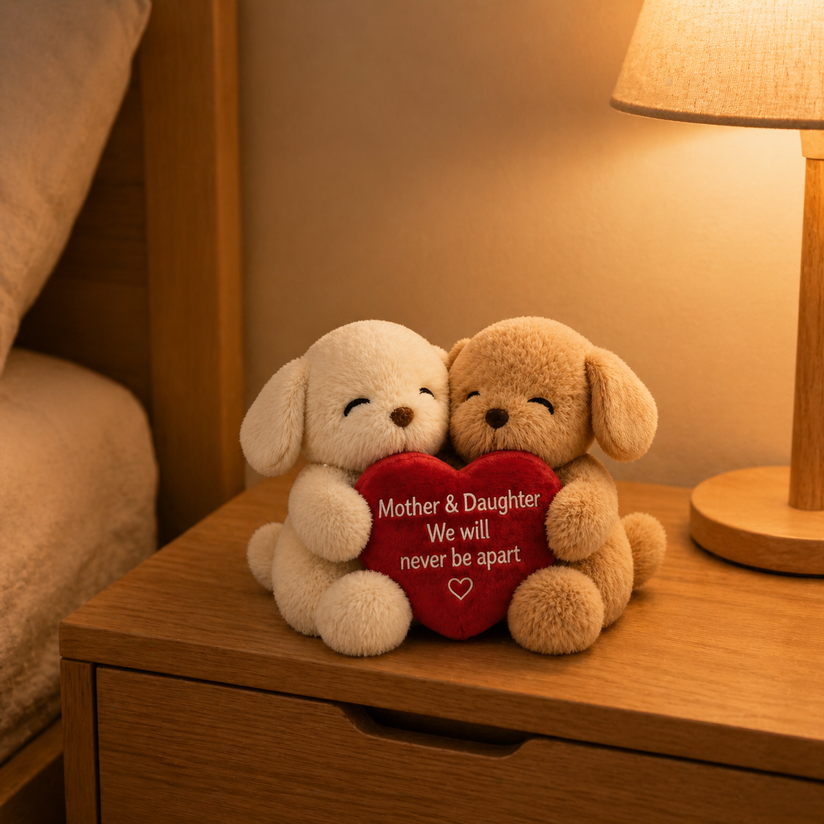 Mother & Daughter Hugging Puppy Plush