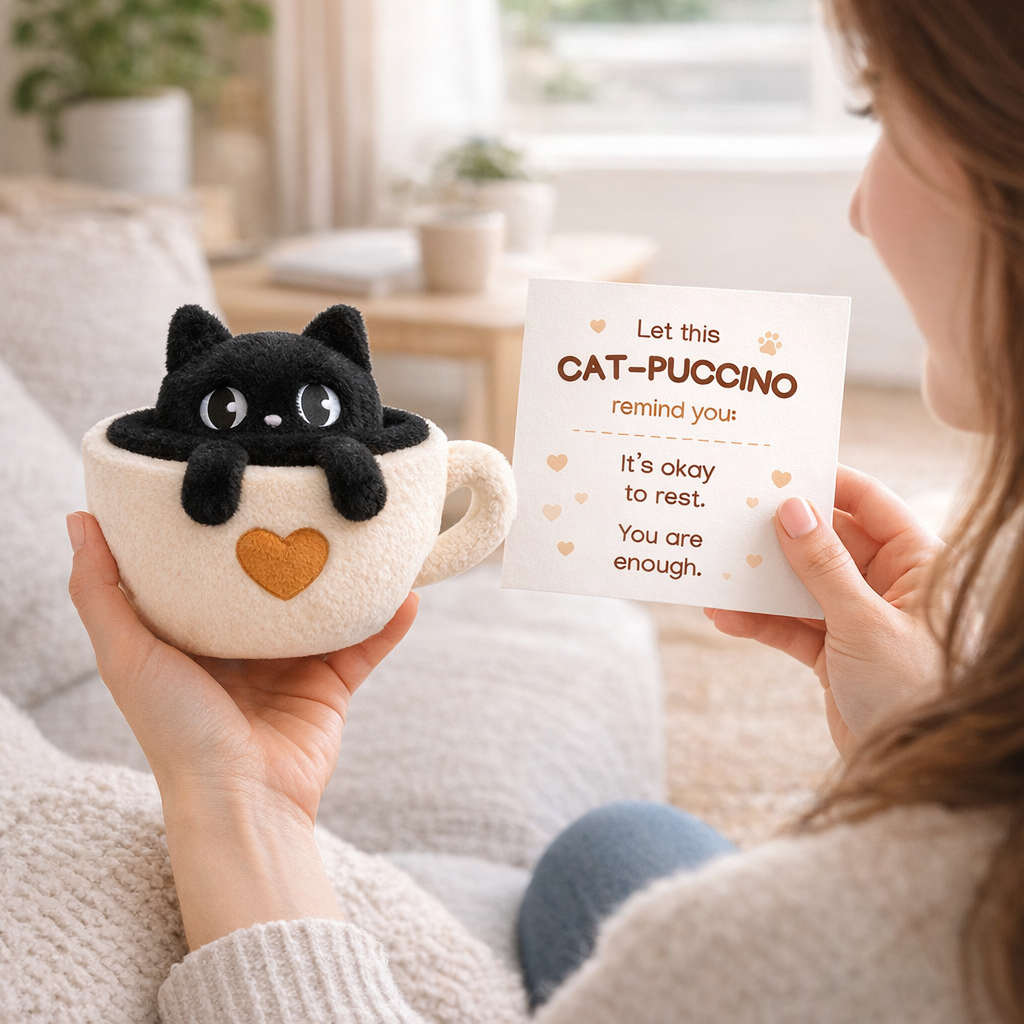 You Are Enough Emotional Support Cat-puccino Plush