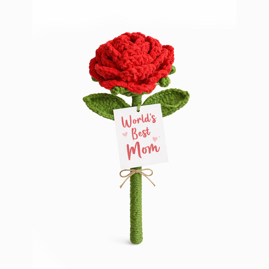 World's Best Mom Giant Crochet Rose Gift for Mom