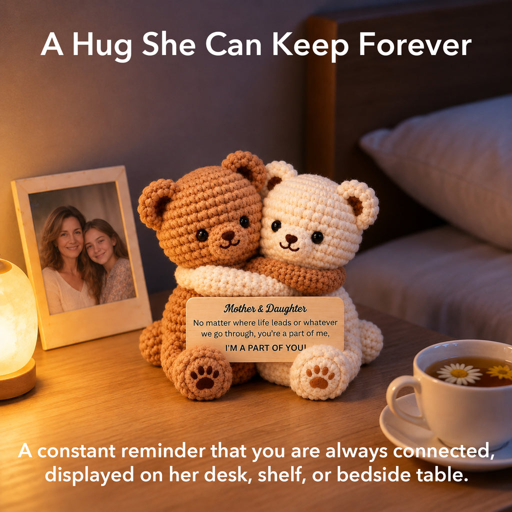 Mother & Daughter Hugging Crochet Bear – Handmade Amigurumi Love Bear