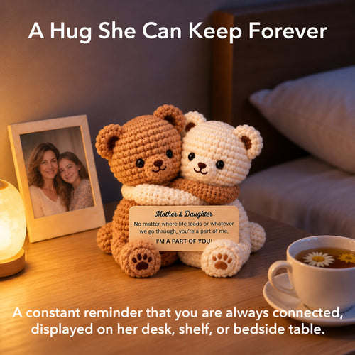 Mother & Daughter Hugging Crochet Bear – Handmade Amigurumi Love Bear