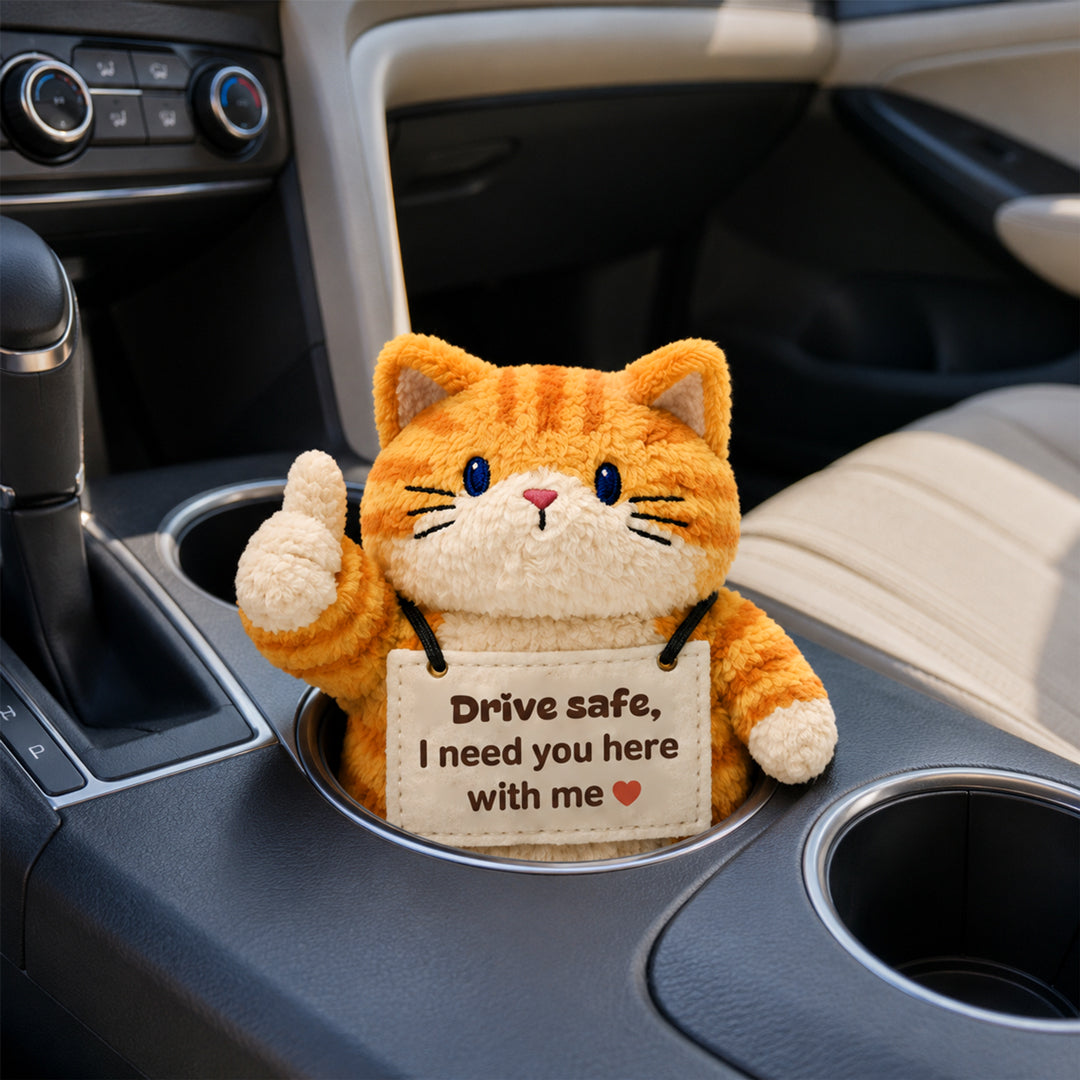 Drive Safe Reminder Cat Plush