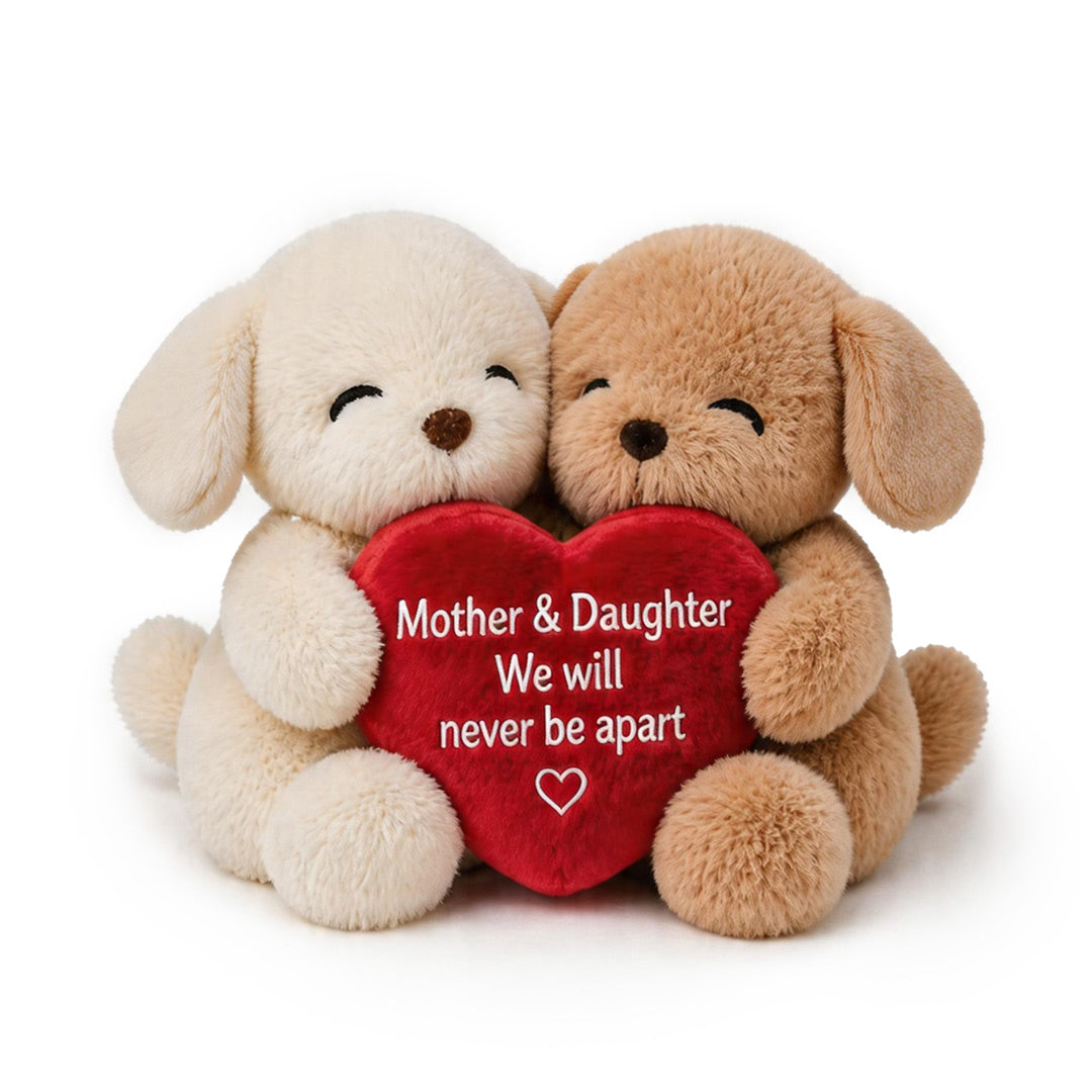 Mother & Daughter Hugging Puppy Plush