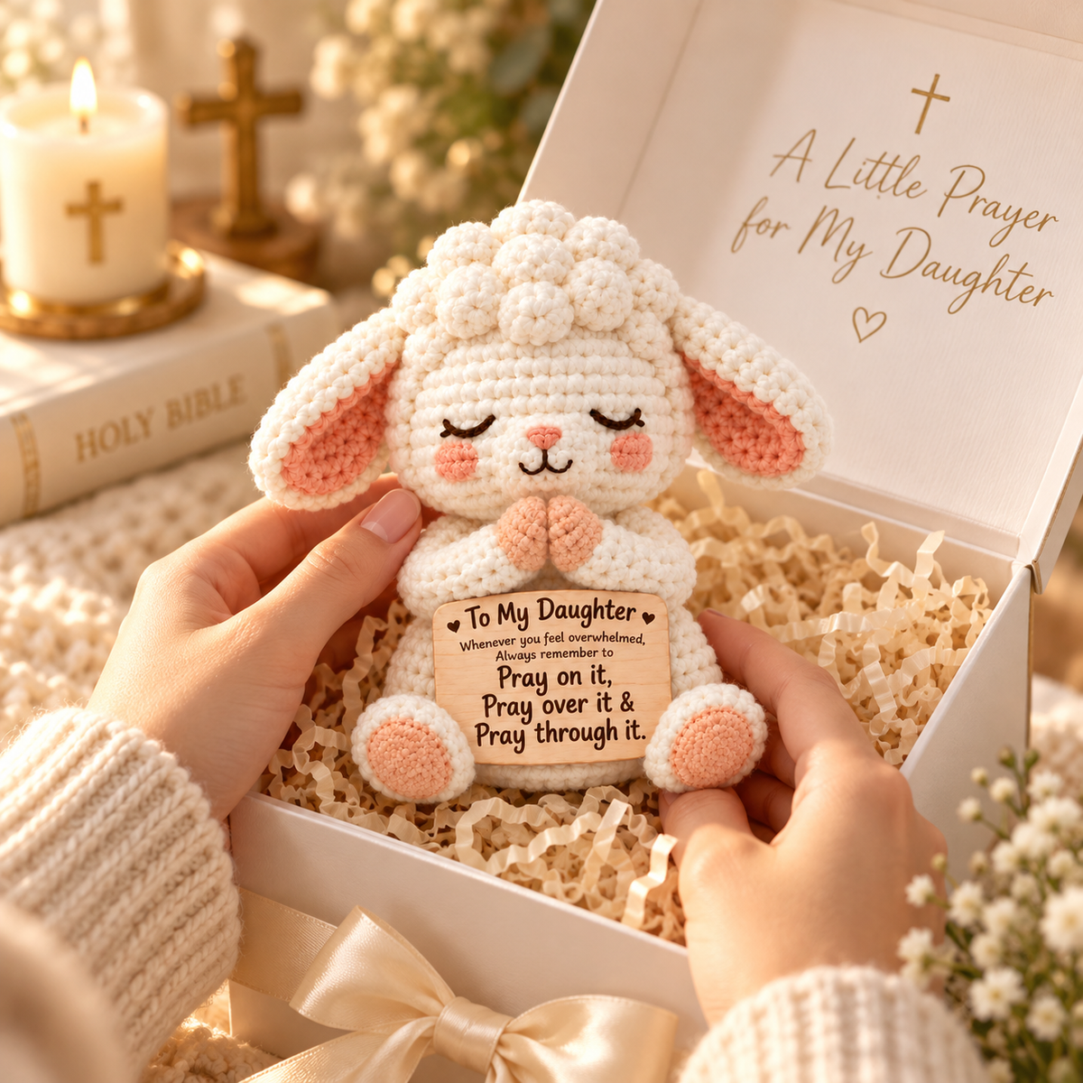 To My Daughter Pray Through It Crochet Sheep