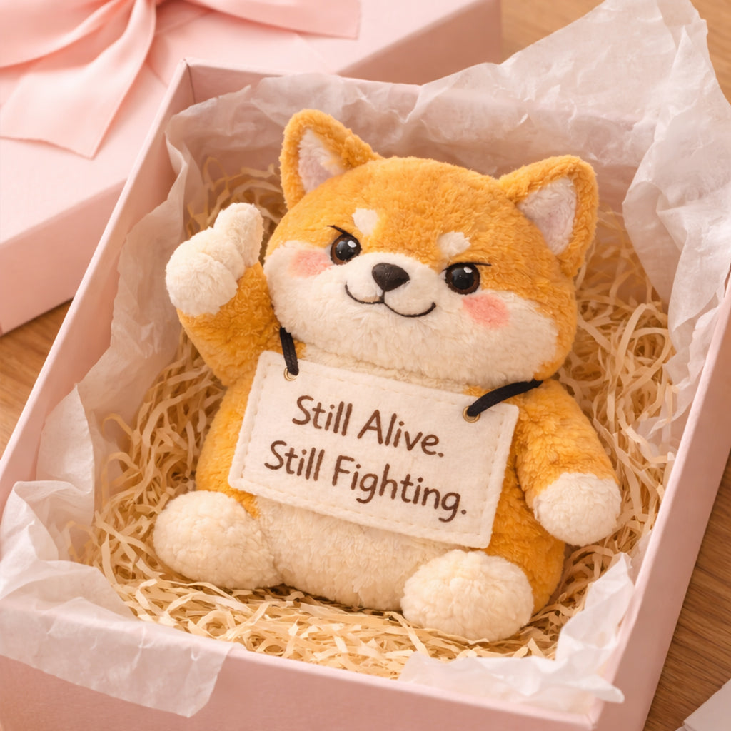Still Alive Still Fighting Emotional Support Shiba Inu Plush