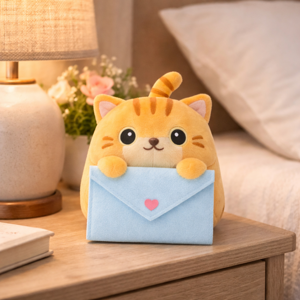 Orange Cat Plush Gift for Mom with Envelope