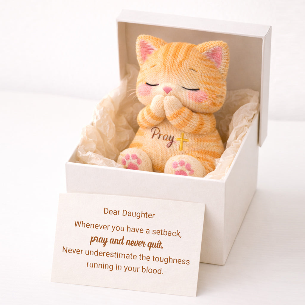 Dear Daughter Never Quit Crochet Orange Cat