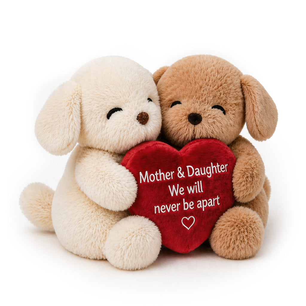Mother & Daughter Hugging Puppy Plush