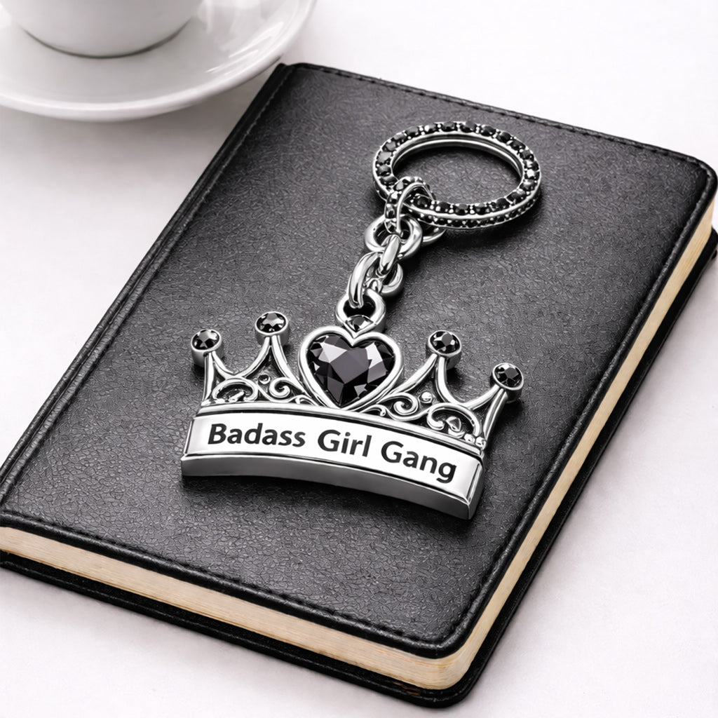 To My Badass Girl Gang Pavé Crown Keychain