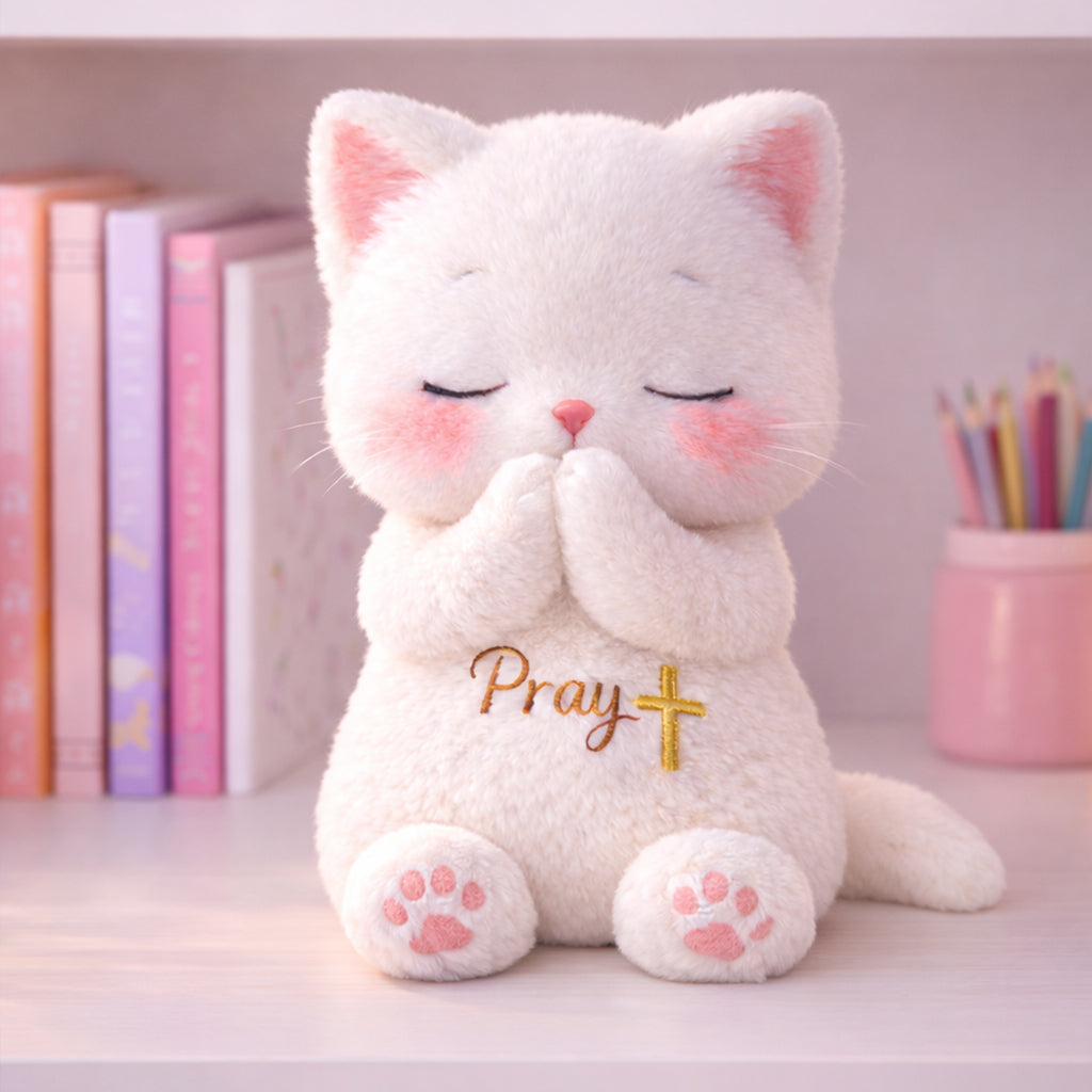 Dear Daughter Never Quit White Kitten Plush
