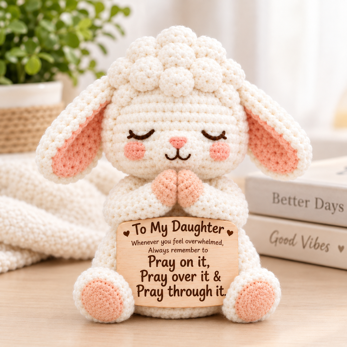To My Daughter Pray Through It Crochet Sheep