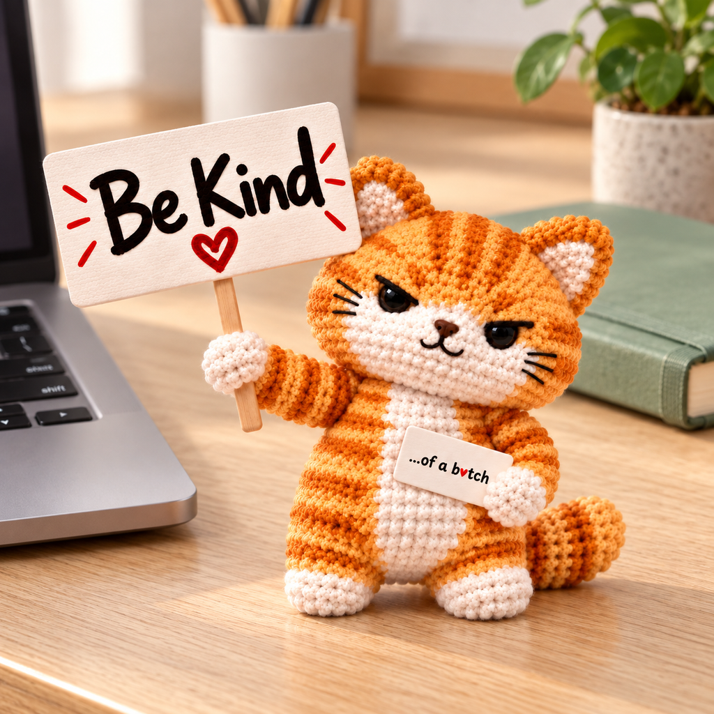 Be Kind...Of A Bi♥ch Crochet Orange Cat