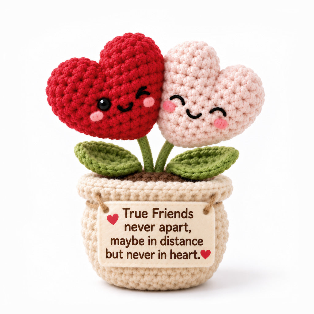 True Friends Never Apart Crochet Heart Plant – Handmade Friendship Gift