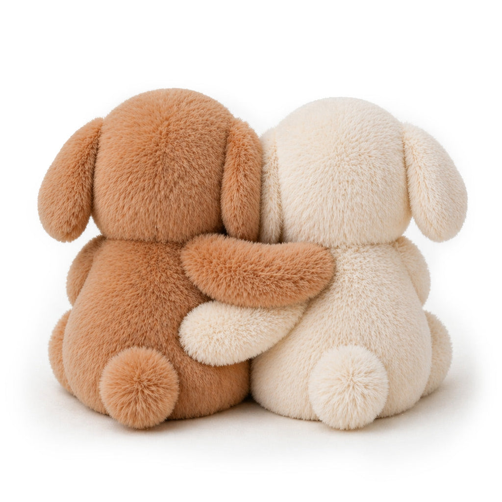 Mother & Daughter Hugging Puppy Plush