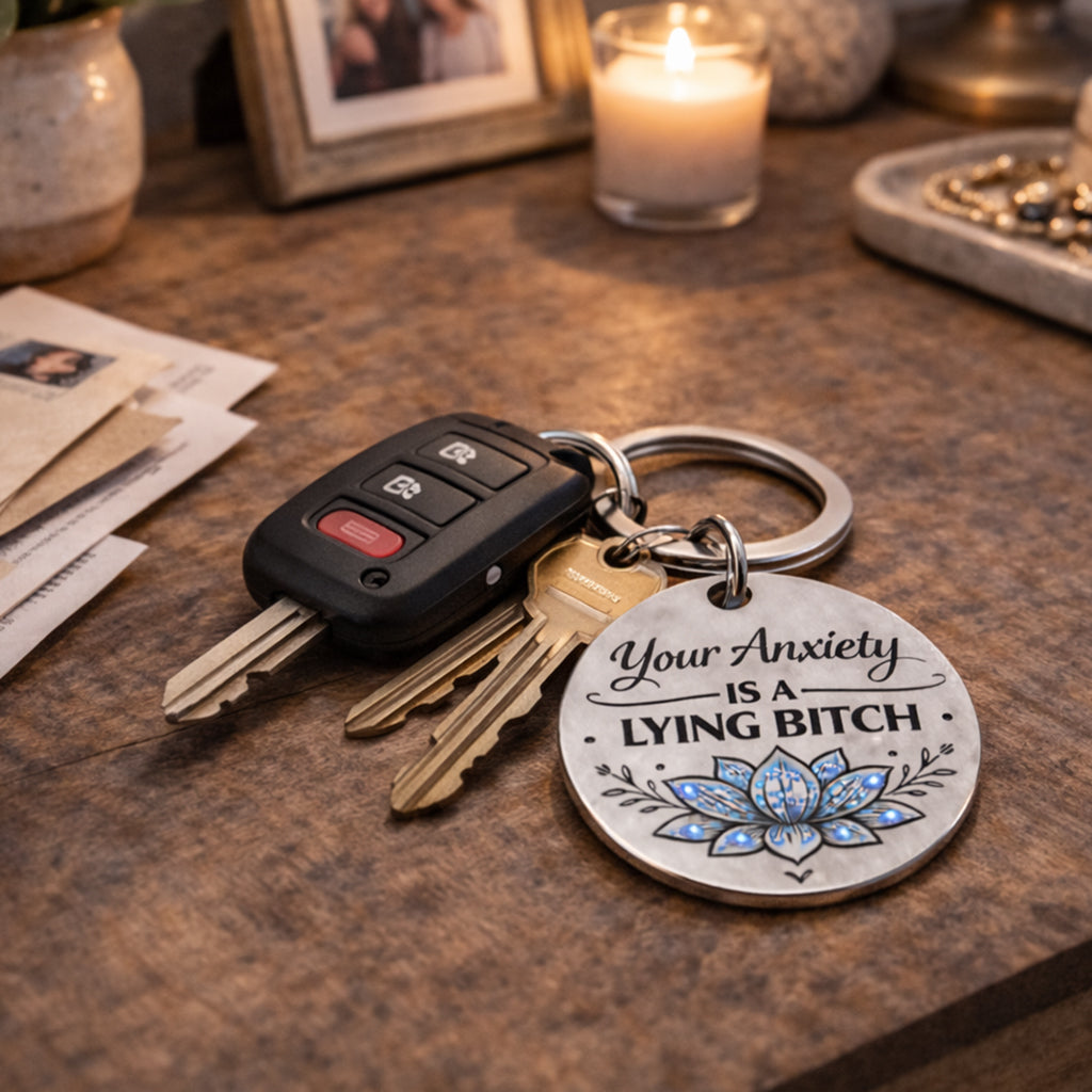 Your Anxiety Is A Lying Bitch Crystal Lotus Keychain