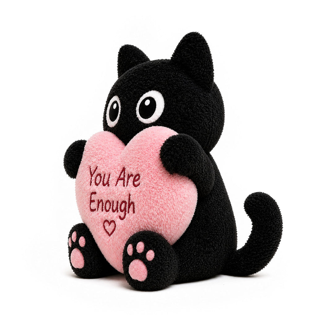 You Are Enough Emotional Support Black Kitty Plush