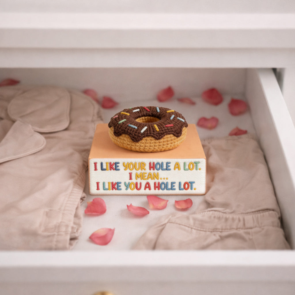 I Like Your HOLE A Lot Choclate Donut Crochet Toy