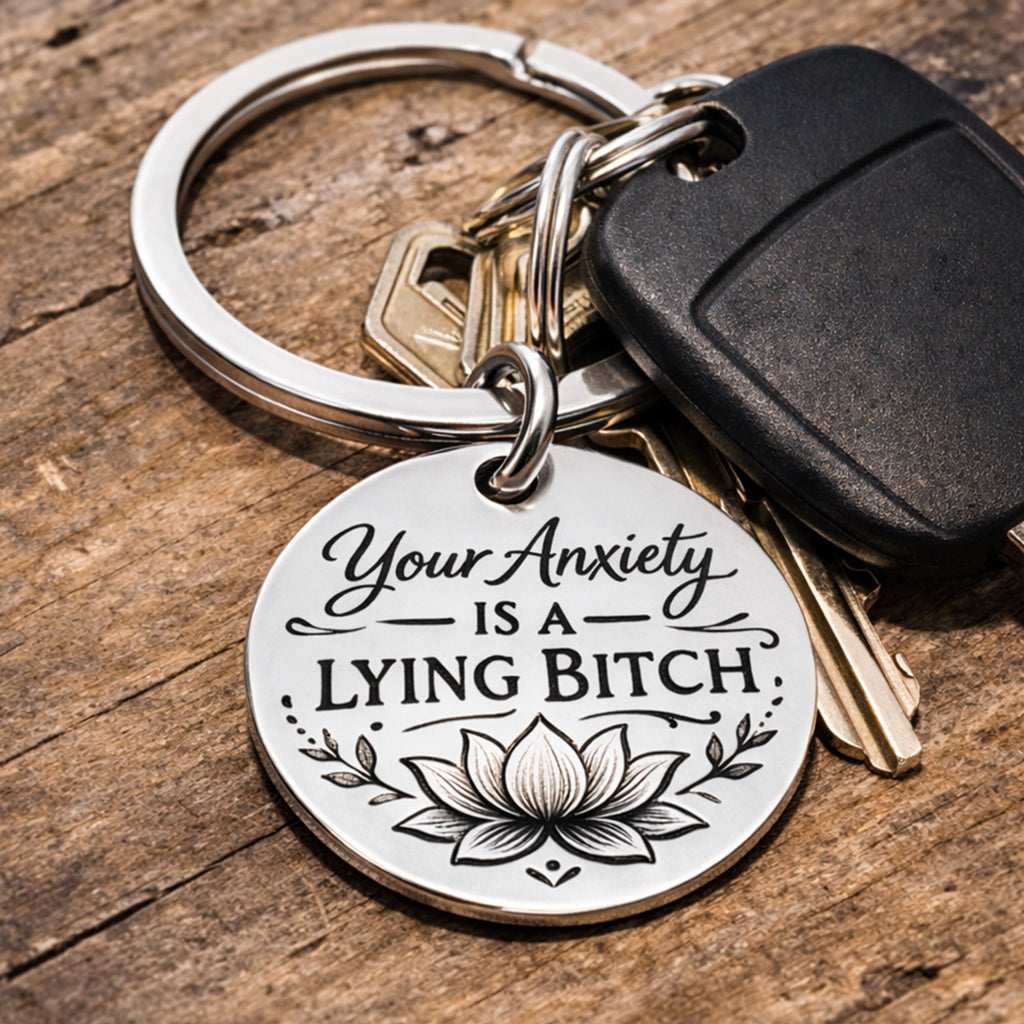 Your Anxiety Is A Lying Bitch Lotus Keychain