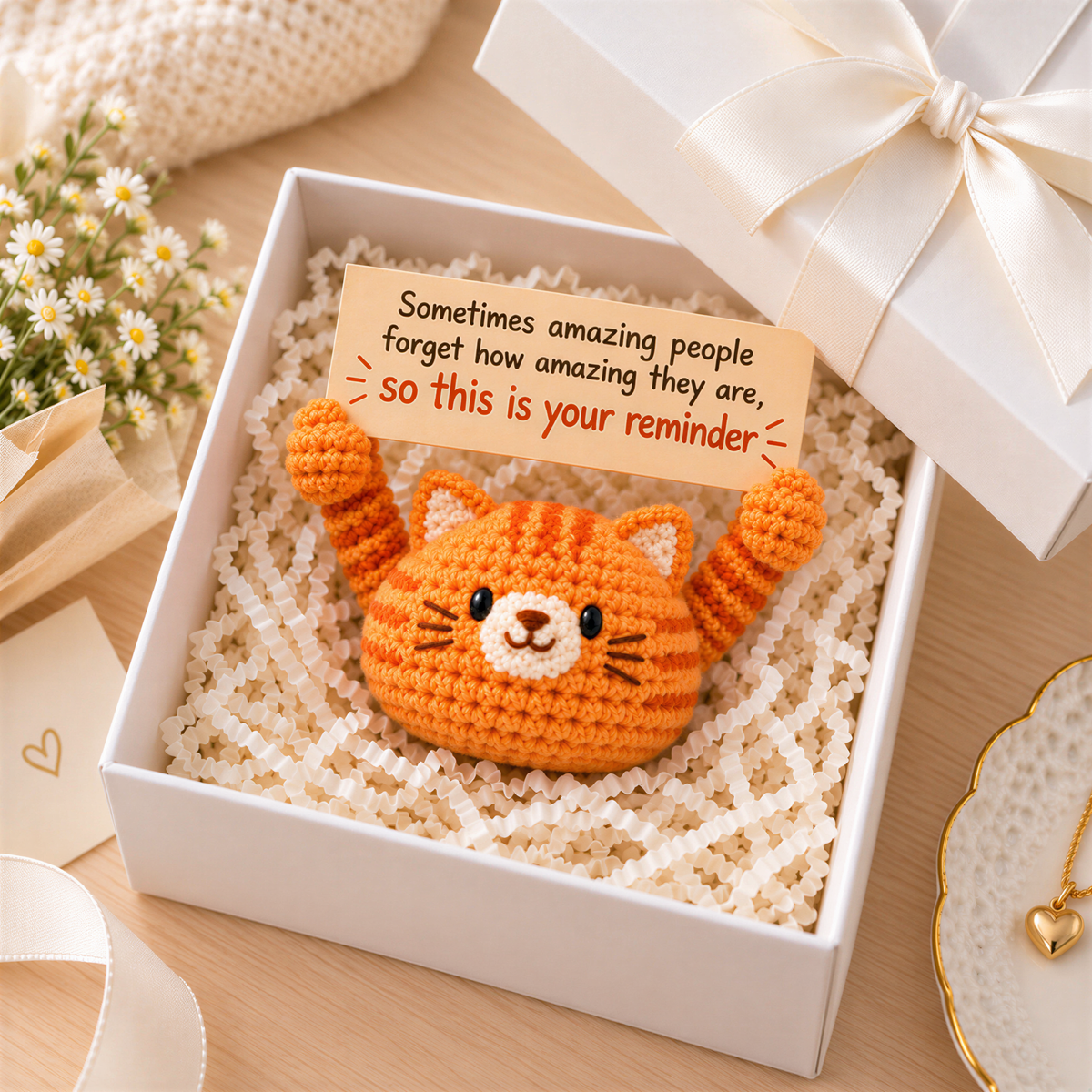 You Are Amazing Crochet Orange Cat