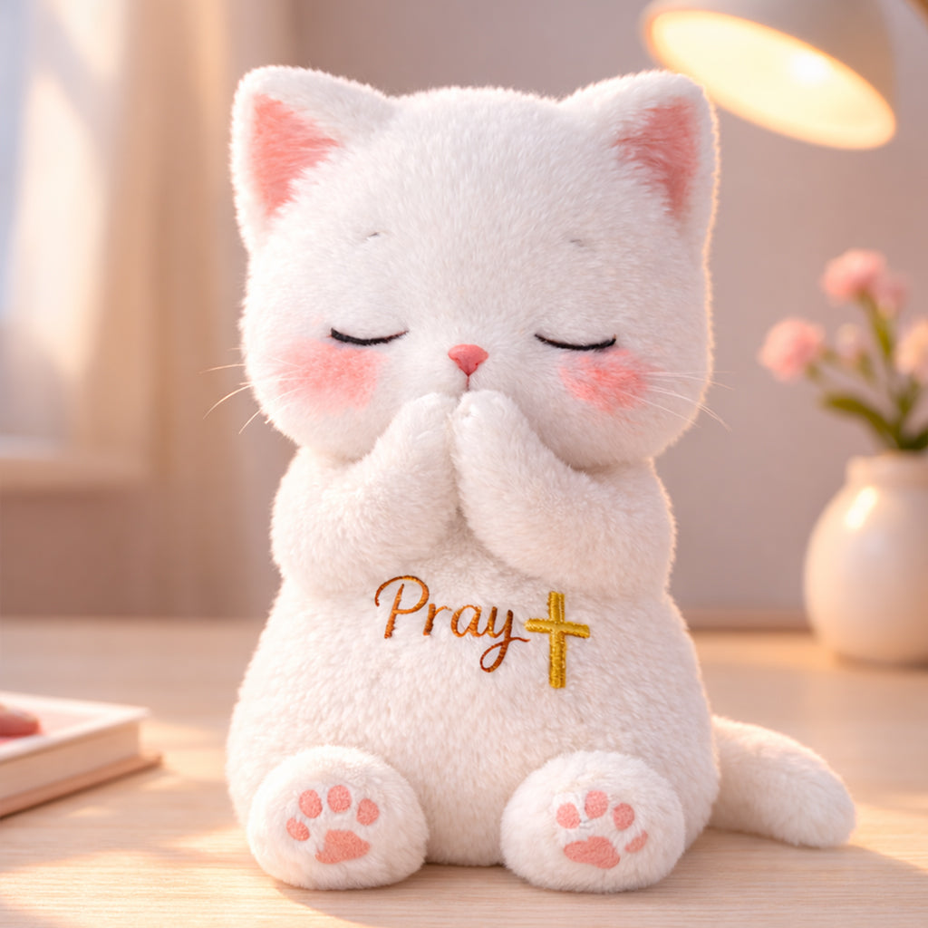 Dear Daughter Never Quit White Kitten Plush