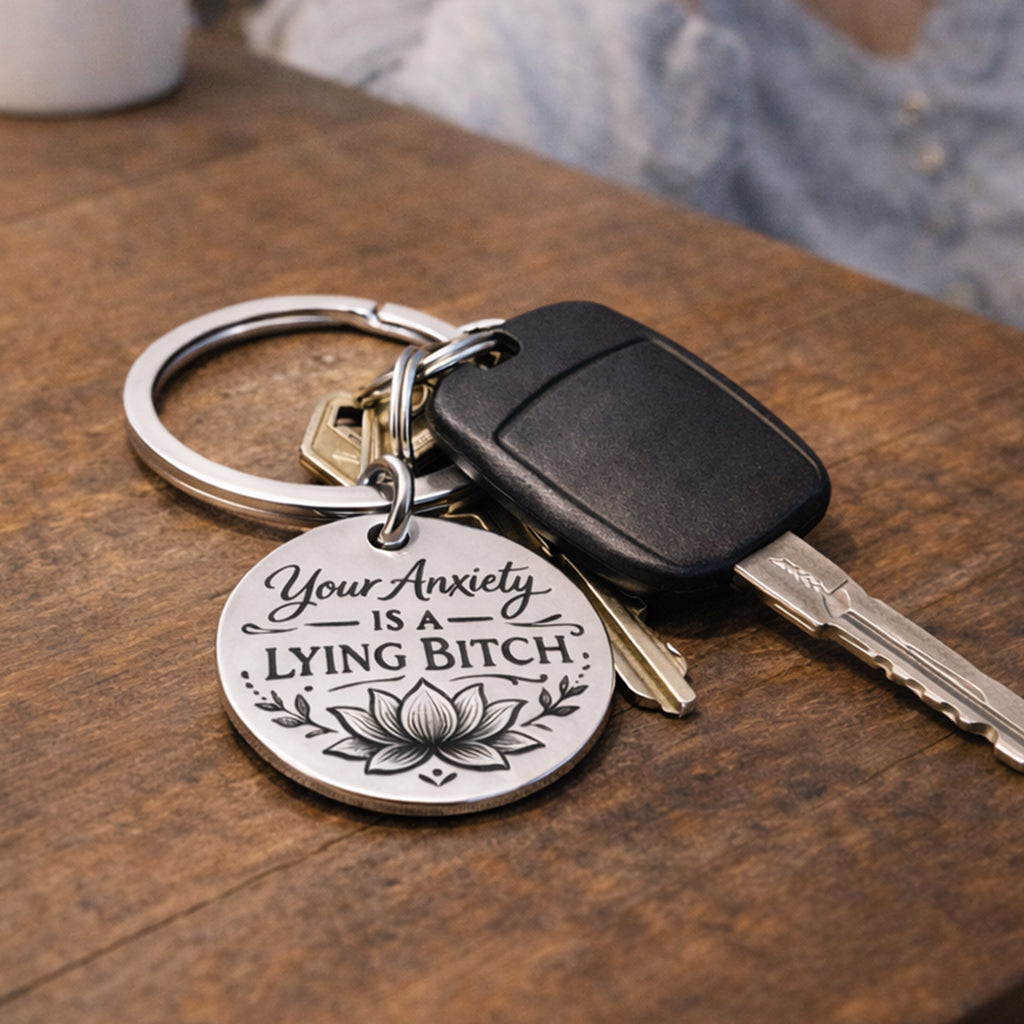 Your Anxiety Is A Lying Bitch Lotus Keychain