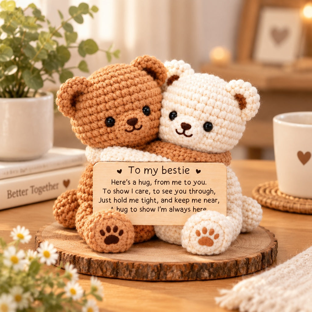 To My Bestie Hugging Crochet Bear – Handmade Friendship Gift