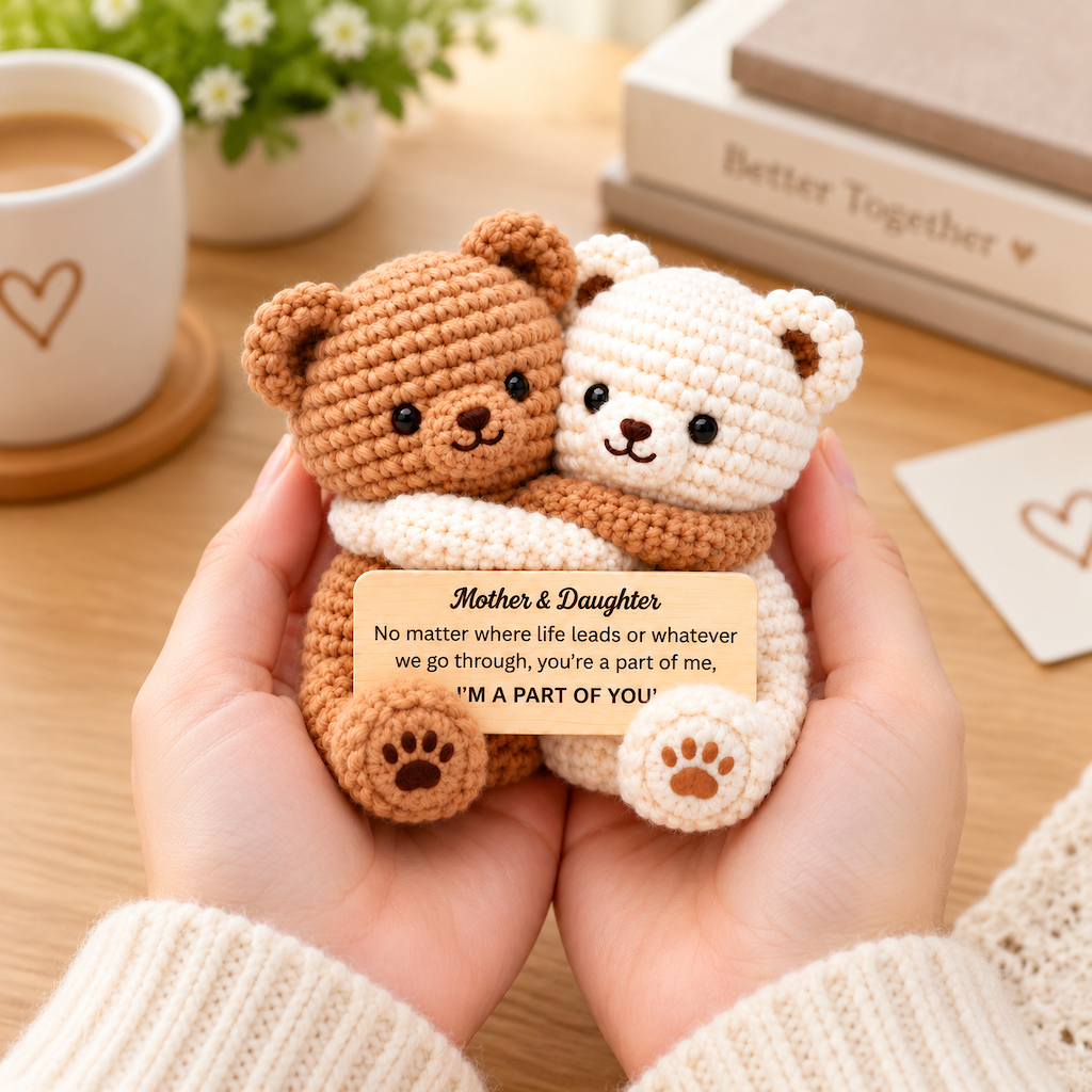 Mother & Daughter Hugging Crochet Bear – Handmade Amigurumi Love Bear ...