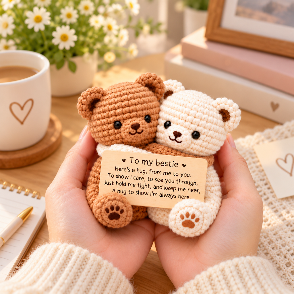 To My Bestie Hugging Crochet Bear – Handmade Friendship Gift