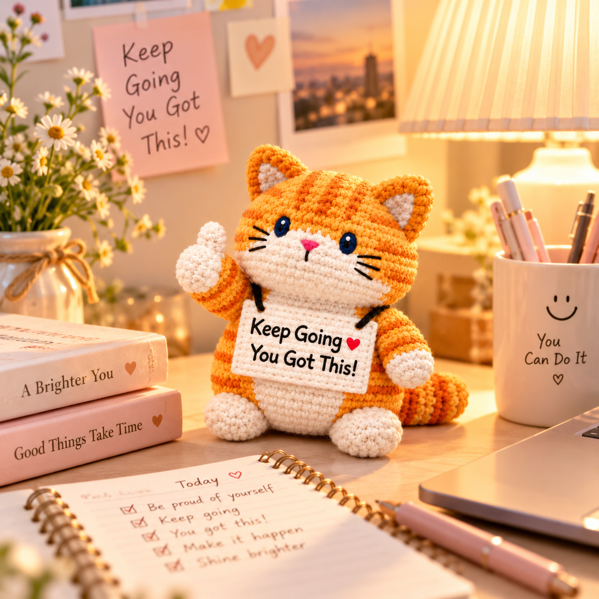 Keep Going You Got This Emotional Support Crochet Cat