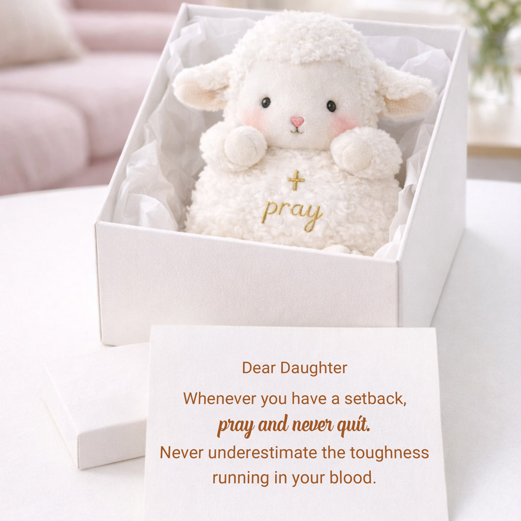 Dear Daughter Never Quit Cute Sheep Plushie