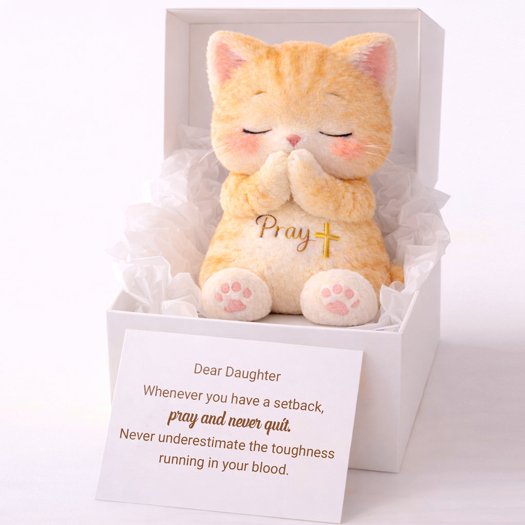 Dear Daughter Never Quit Orange Cat Plush