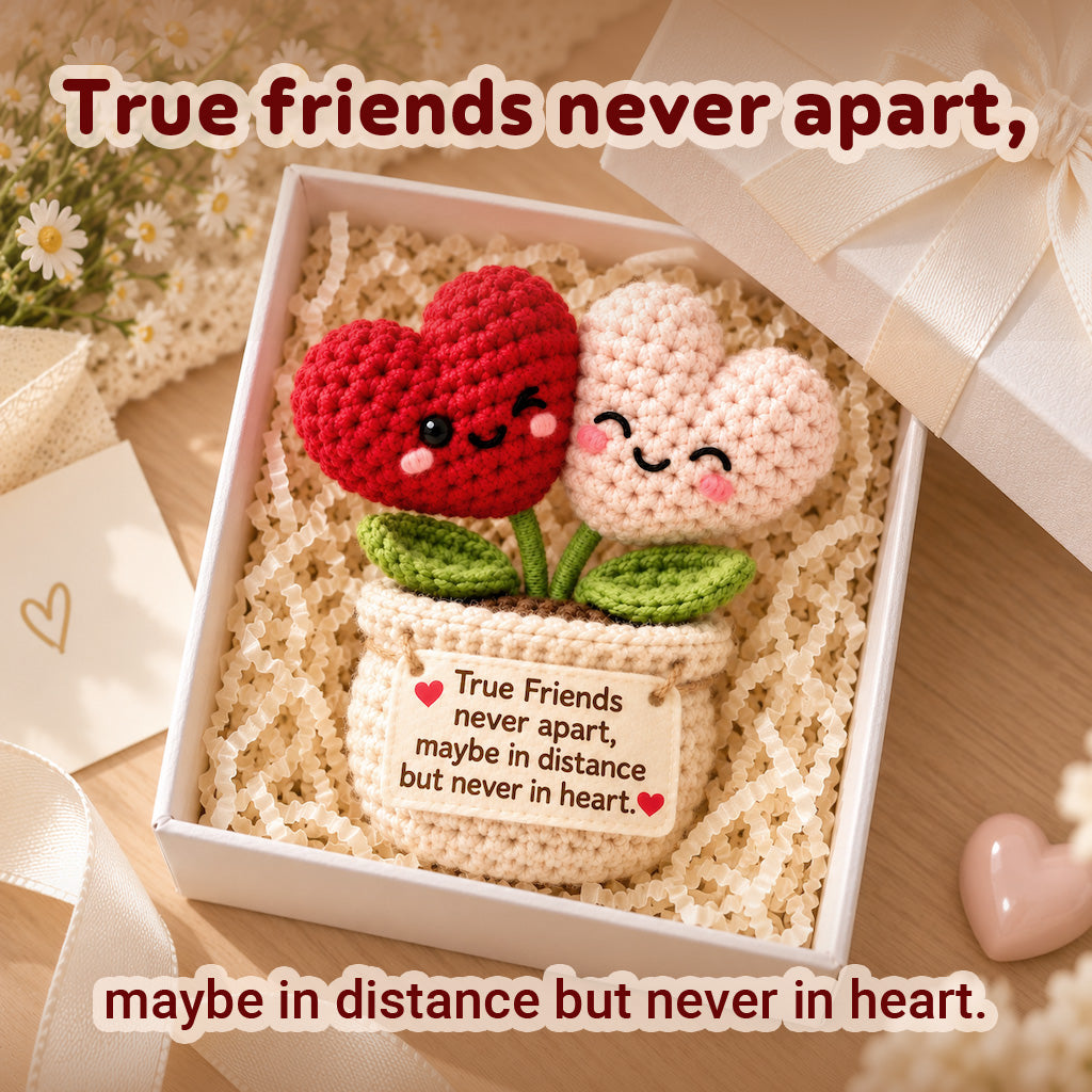 True Friends Never Apart Crochet Heart Plant – Handmade Friendship Gift